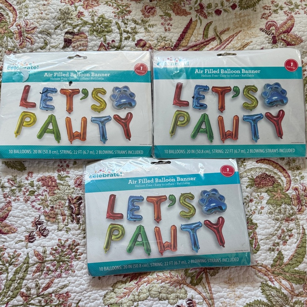 Pet Party Supplies Air Filled Balloon Banner Lot of 3, NWT